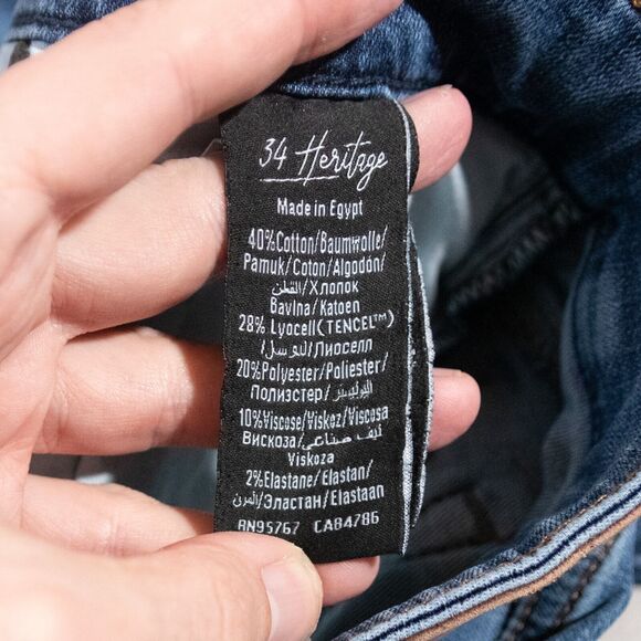 34 Heritage Men's Courage Mid Rise Straight Stretch Lyocell Blue Jeans 35x32 - Picture 5 of 9